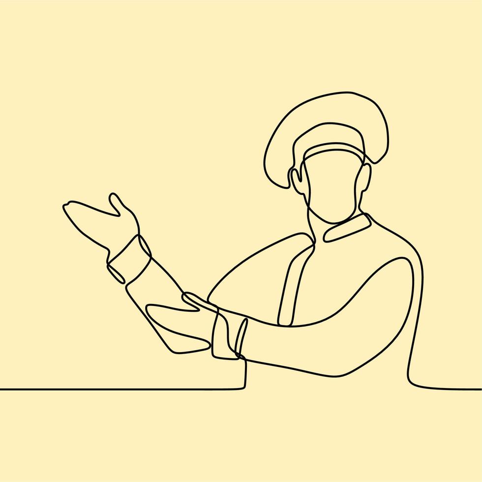 continuous line drawing on chef vector