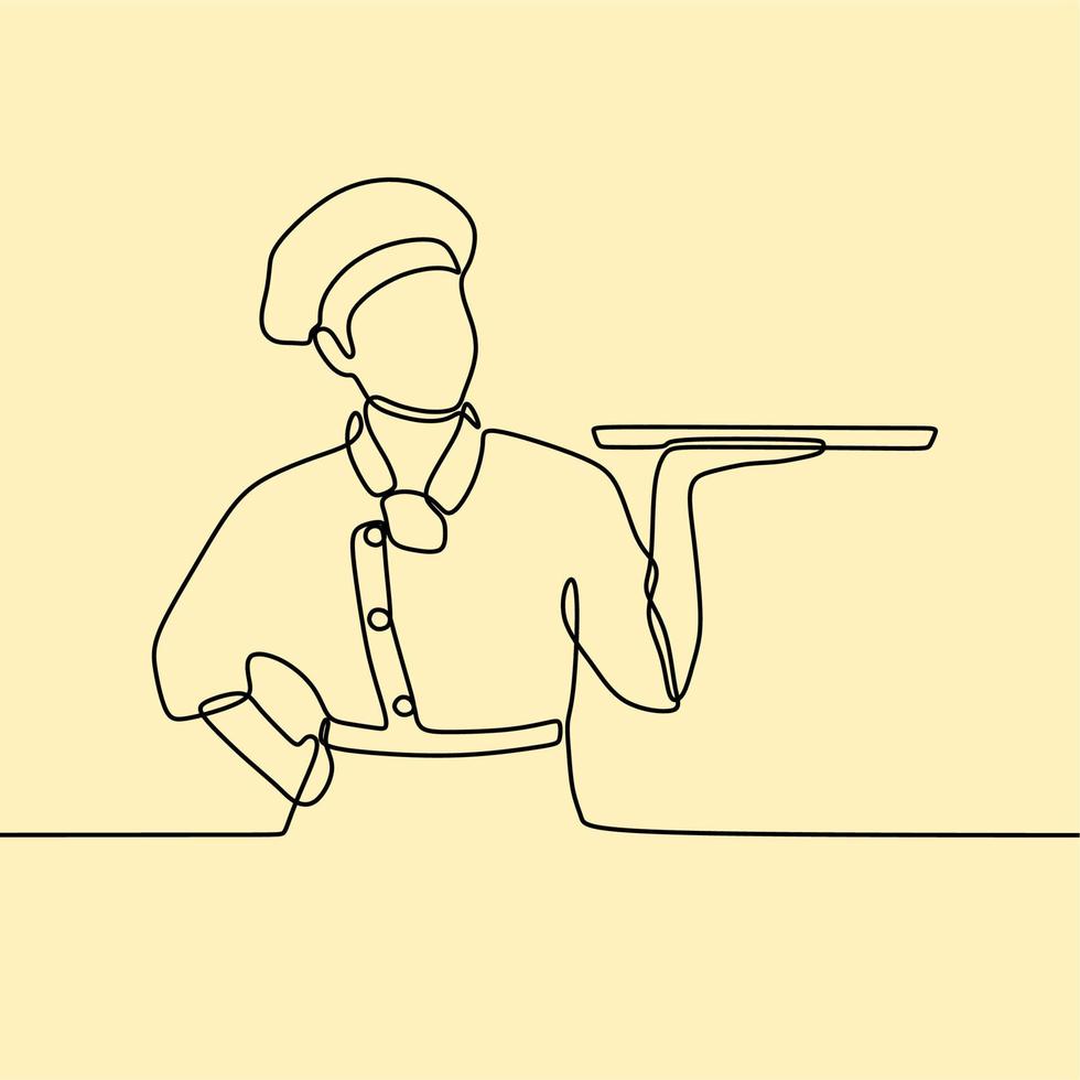 continuous line drawing on chef vector