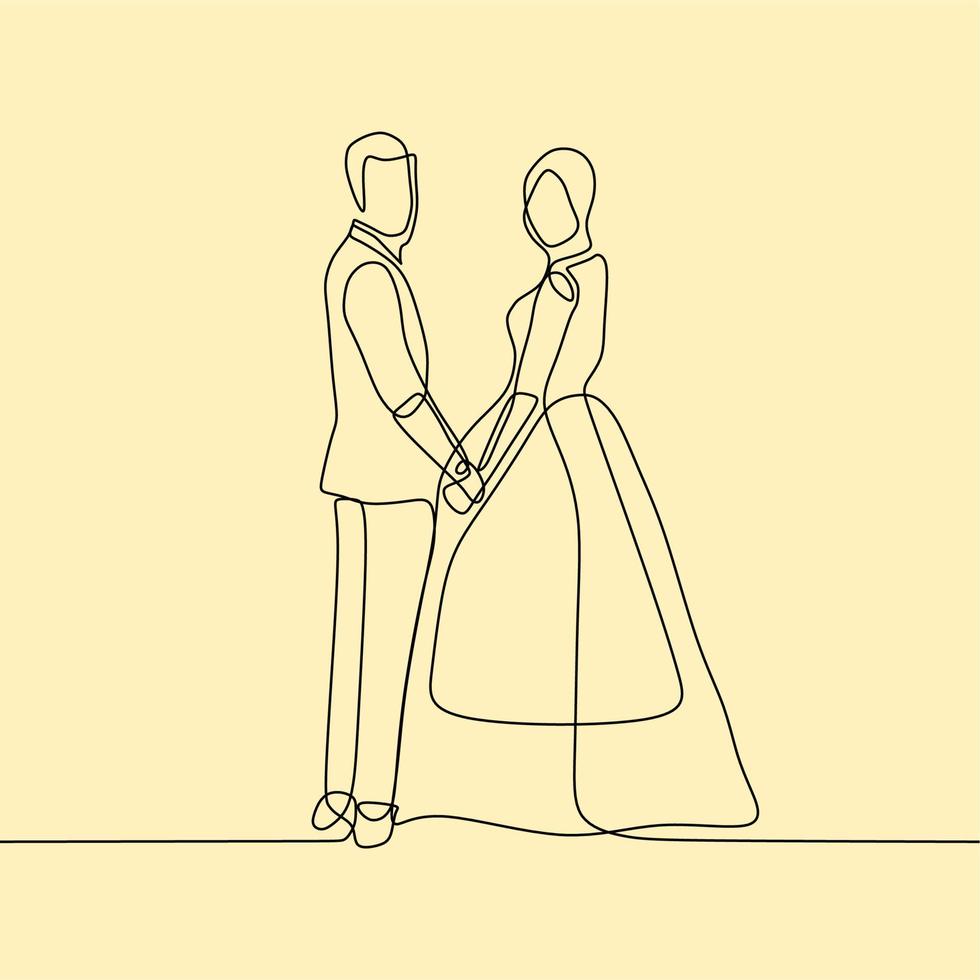 continuous line drawing couple vector