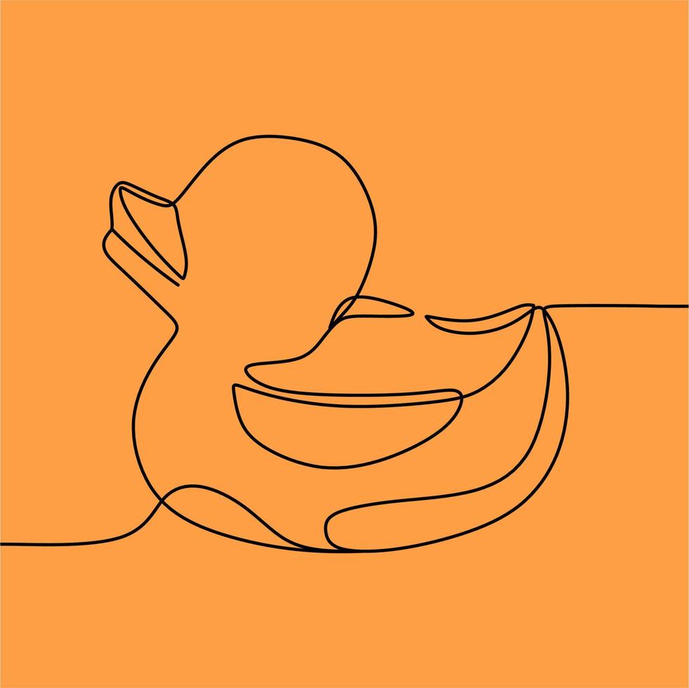 continuous line drawing on duck vector