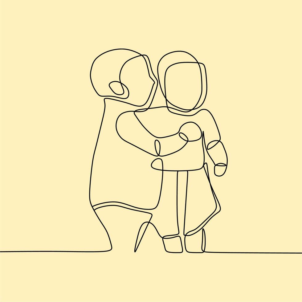 continuous line drawing family vector