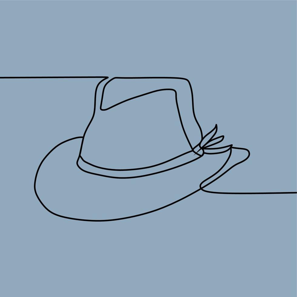 continuous line drawing on hat vector