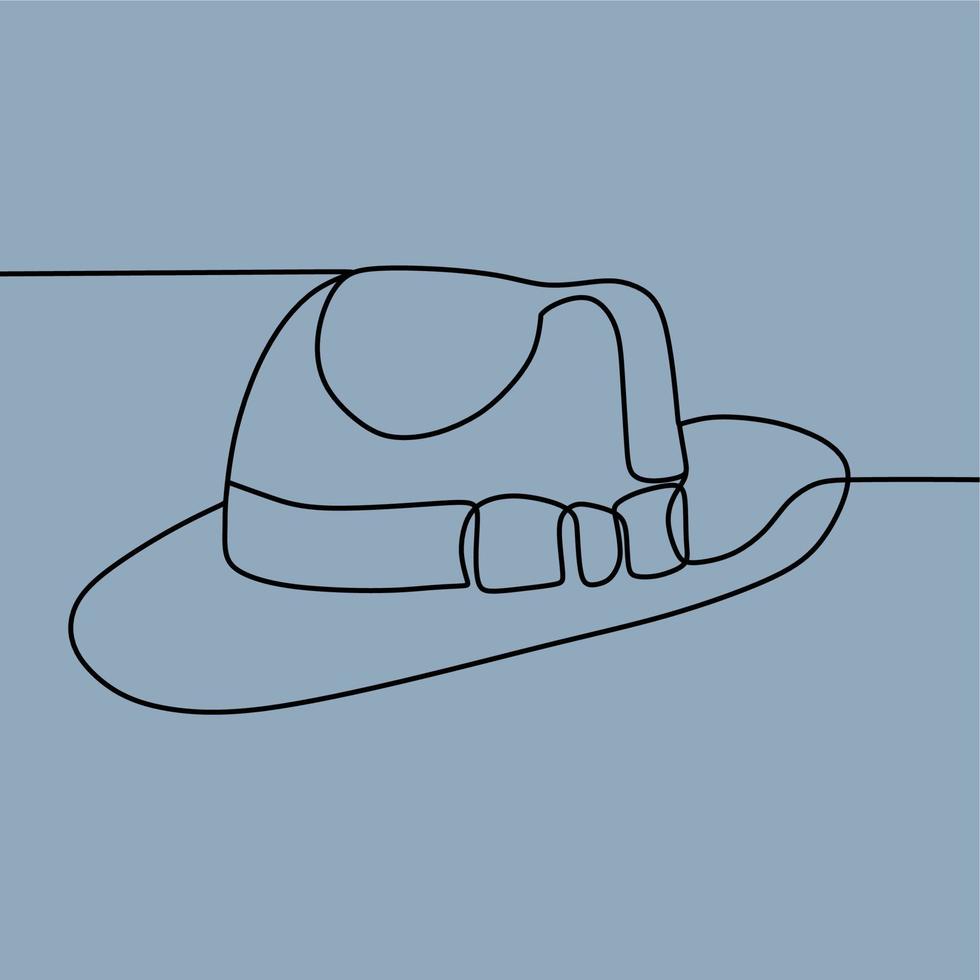 continuous line drawing on hat vector