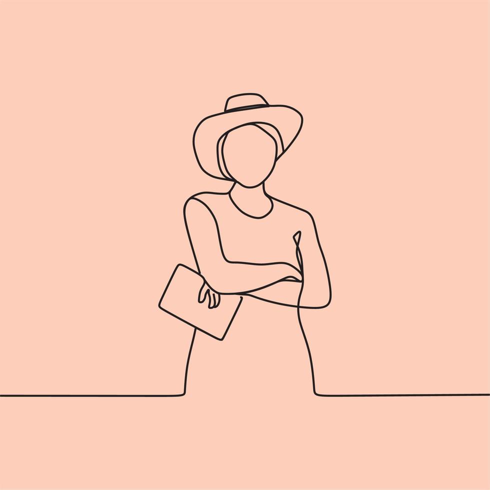 continuous line drawing people with laptop vector