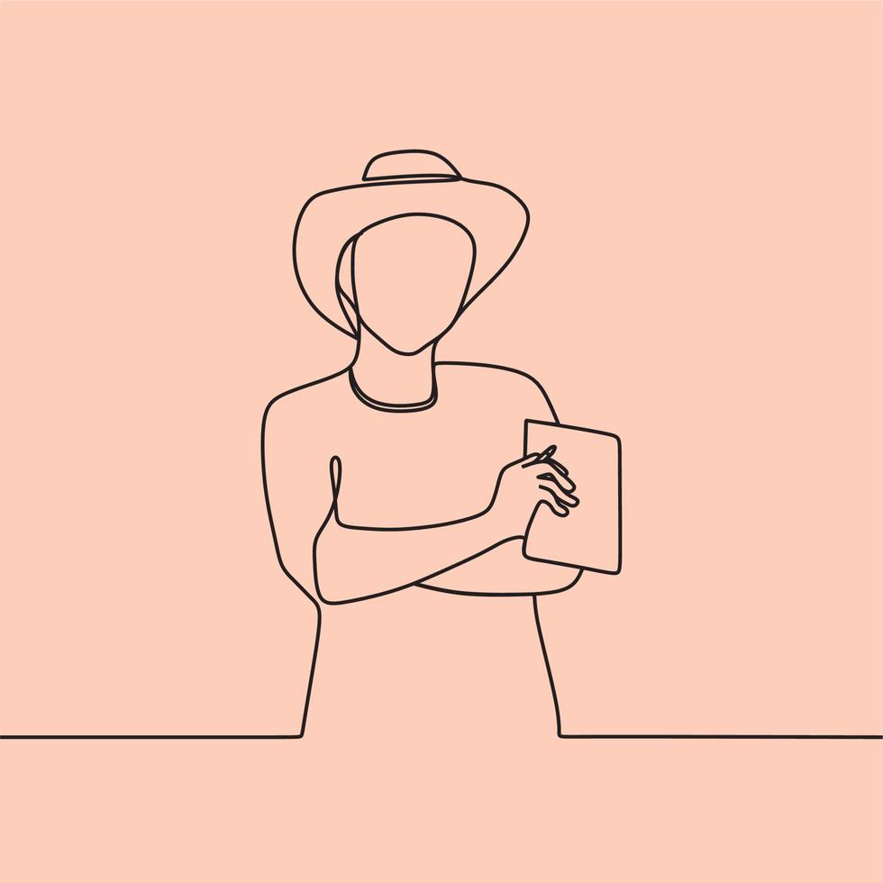 continuous line drawing people with laptop vector