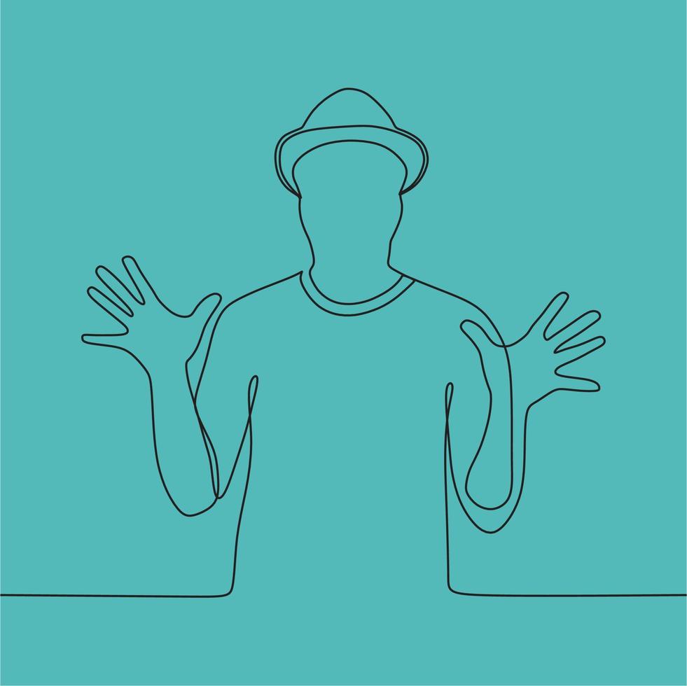continuous line drawing people with hat vector
