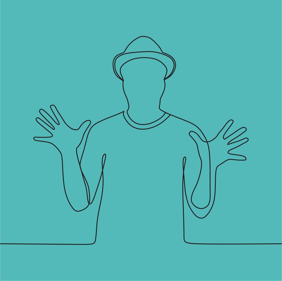 continuous line drawing people with hat vector
