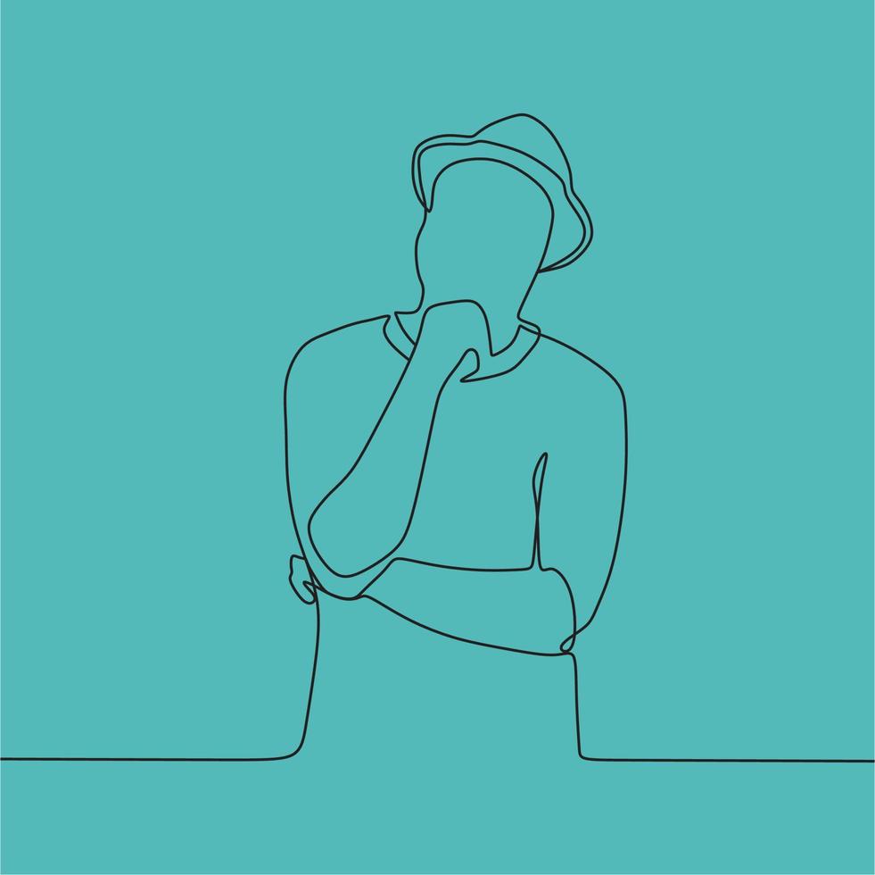 continuous line drawing people with hat vector
