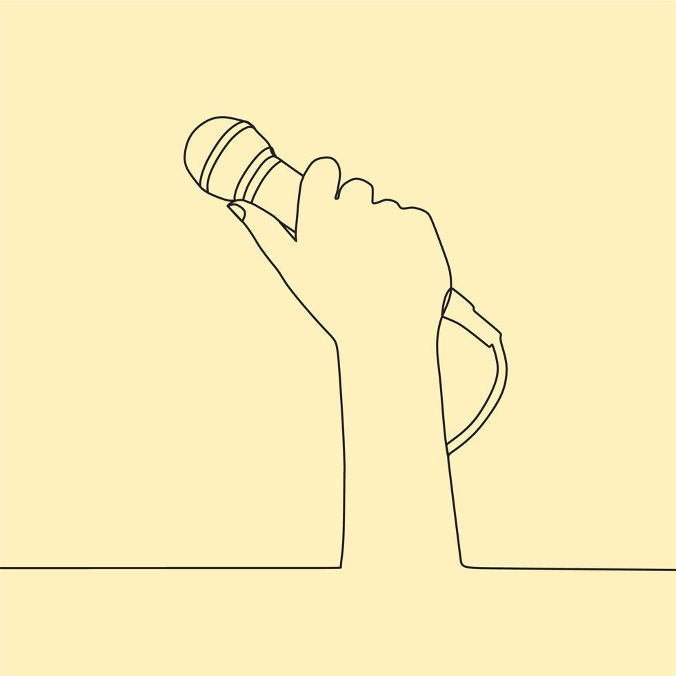 continuous line drawing on microphone vector