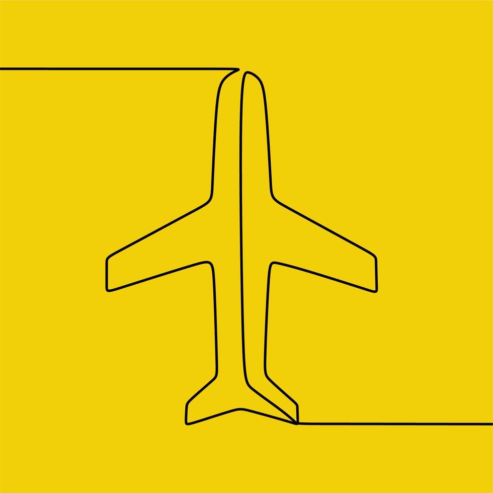 continuous line drawing on plane vector