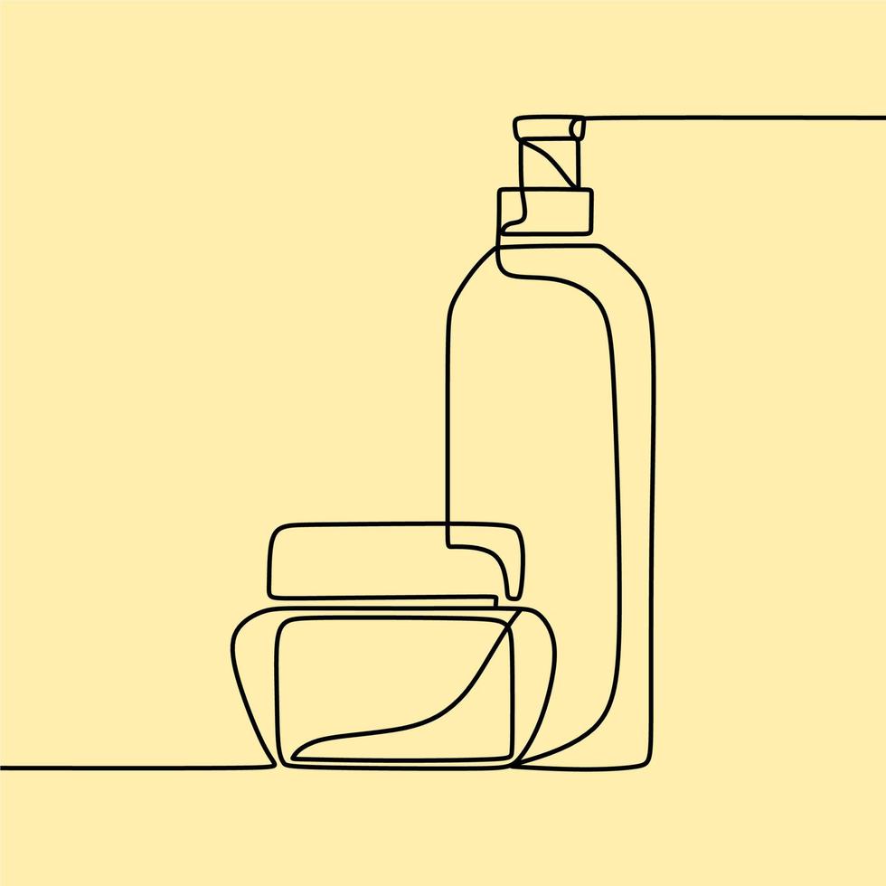 continuous line drawing on skincare vector