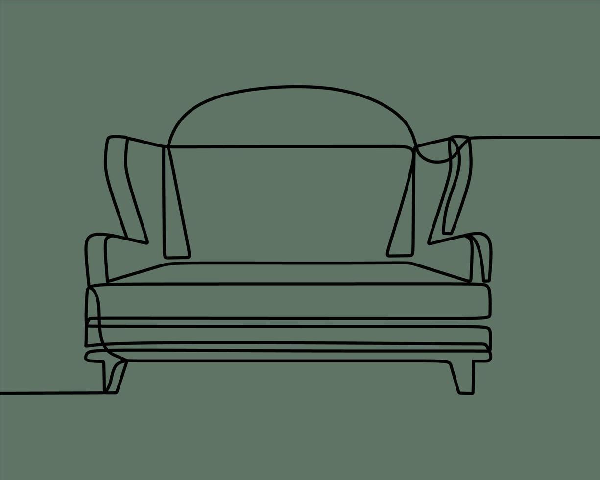 continuous line drawing on sofa vector