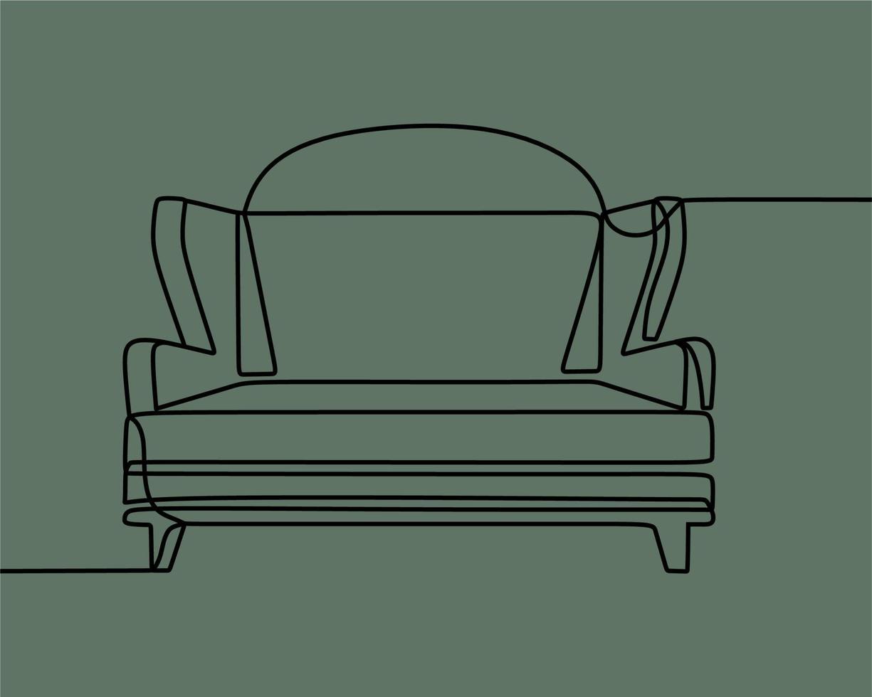 continuous line drawing on sofa vector