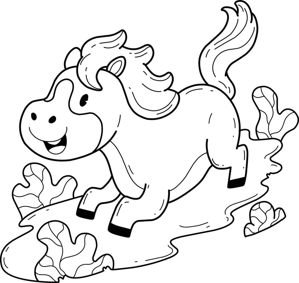 animals coloring book alphabet. Isolated on white background. Vector cartoon horse.