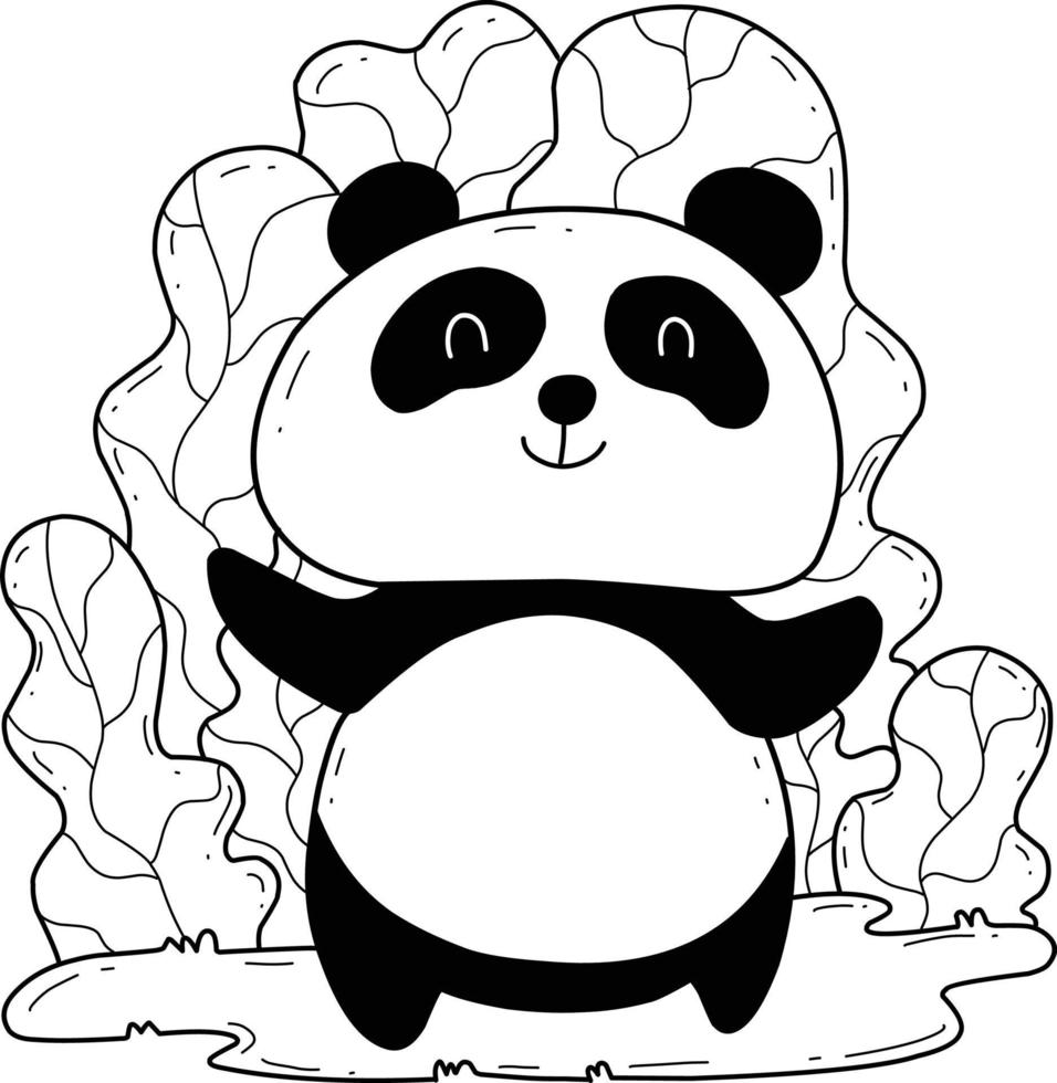 alfabeto de libro para colorear de animales. aislado sobre fondo blanco. panda de dibujos animados vectoriales. vector