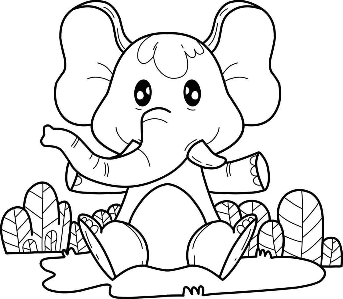 alfabeto de libro para colorear de animales. aislado sobre fondo blanco. elefante de dibujos animados vectoriales. vector