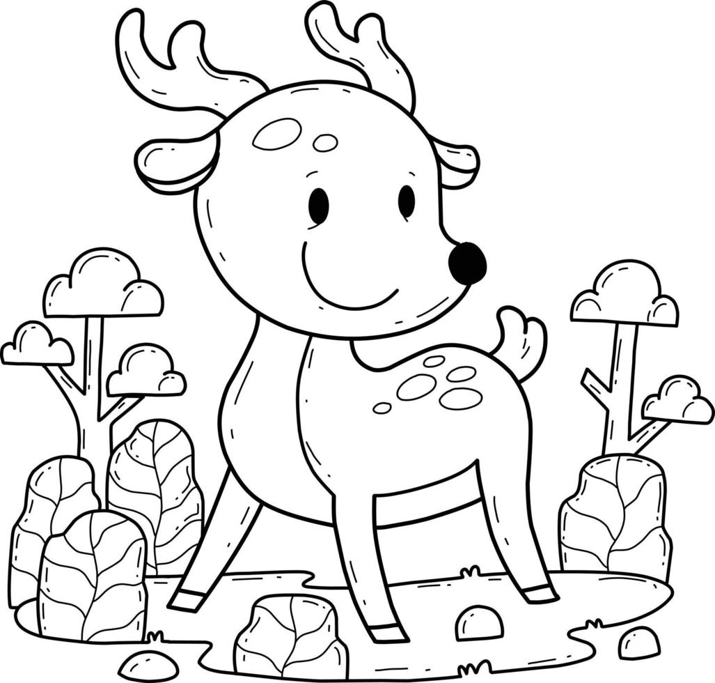 animals coloring book alphabet. Isolated on white background. Vector cartoon deer.