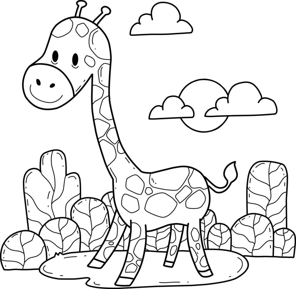 Giraffe kids coloring page vector,  Premium Vector Illustration - rawpixel