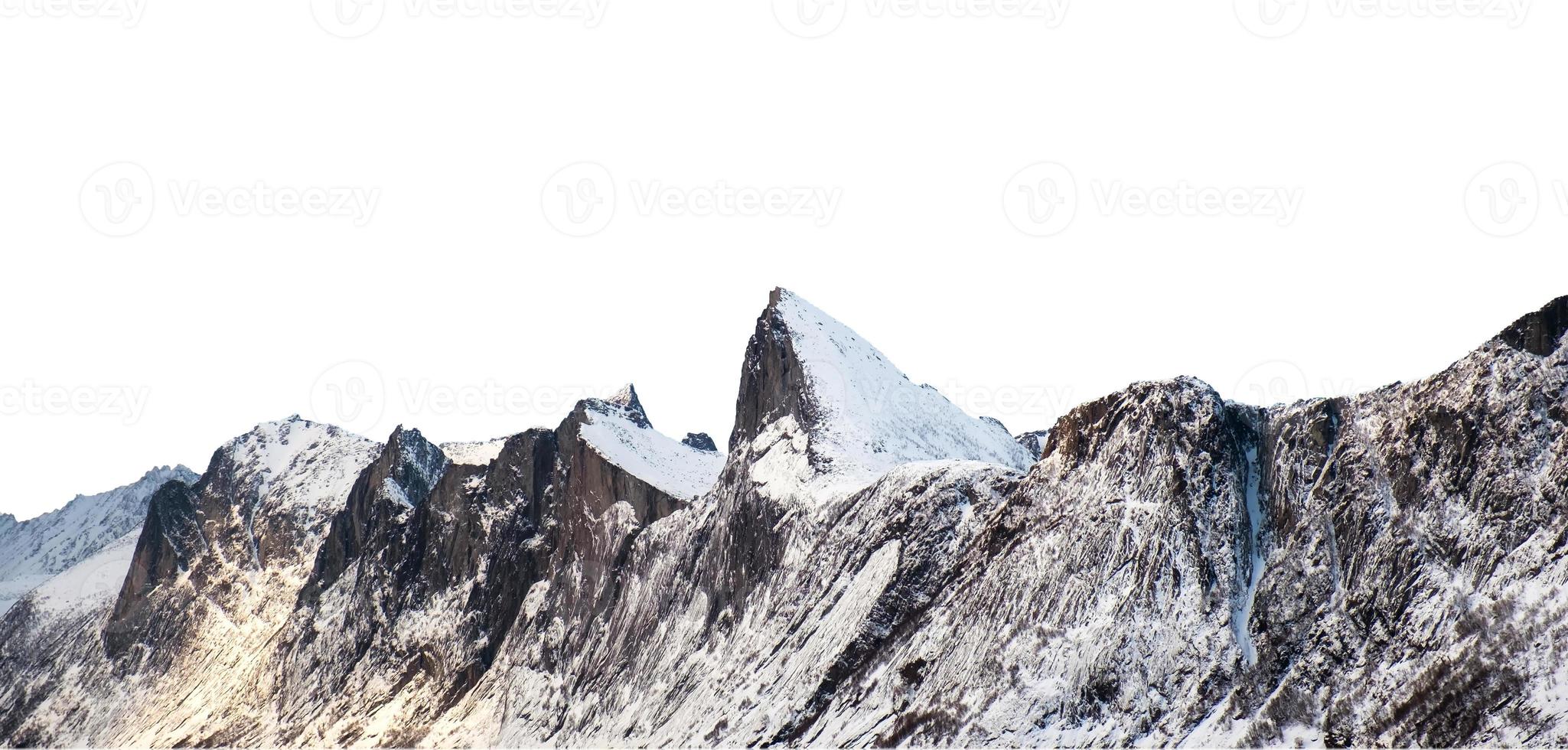 Segla peak with snowy mountain range on winter photo