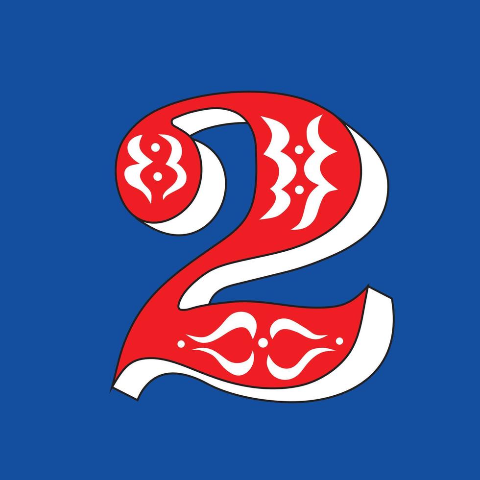 Red number two on a blue background vector