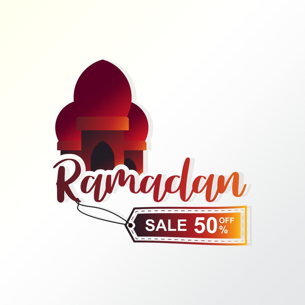 diseño de plantilla de descuento de banner de venta de ramadán con mezquita para promoción comercial vector