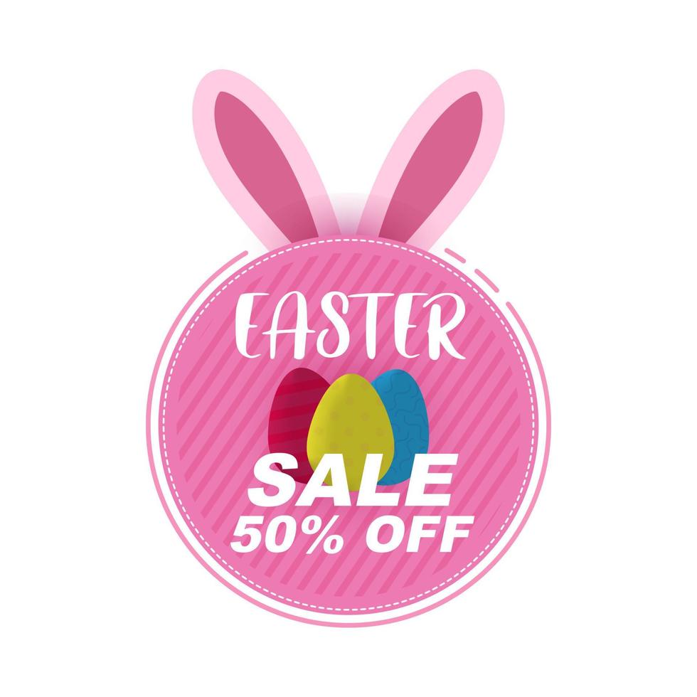 Social media Label Promotion Badge Happy Easter with Egg and Pink Color Template vector