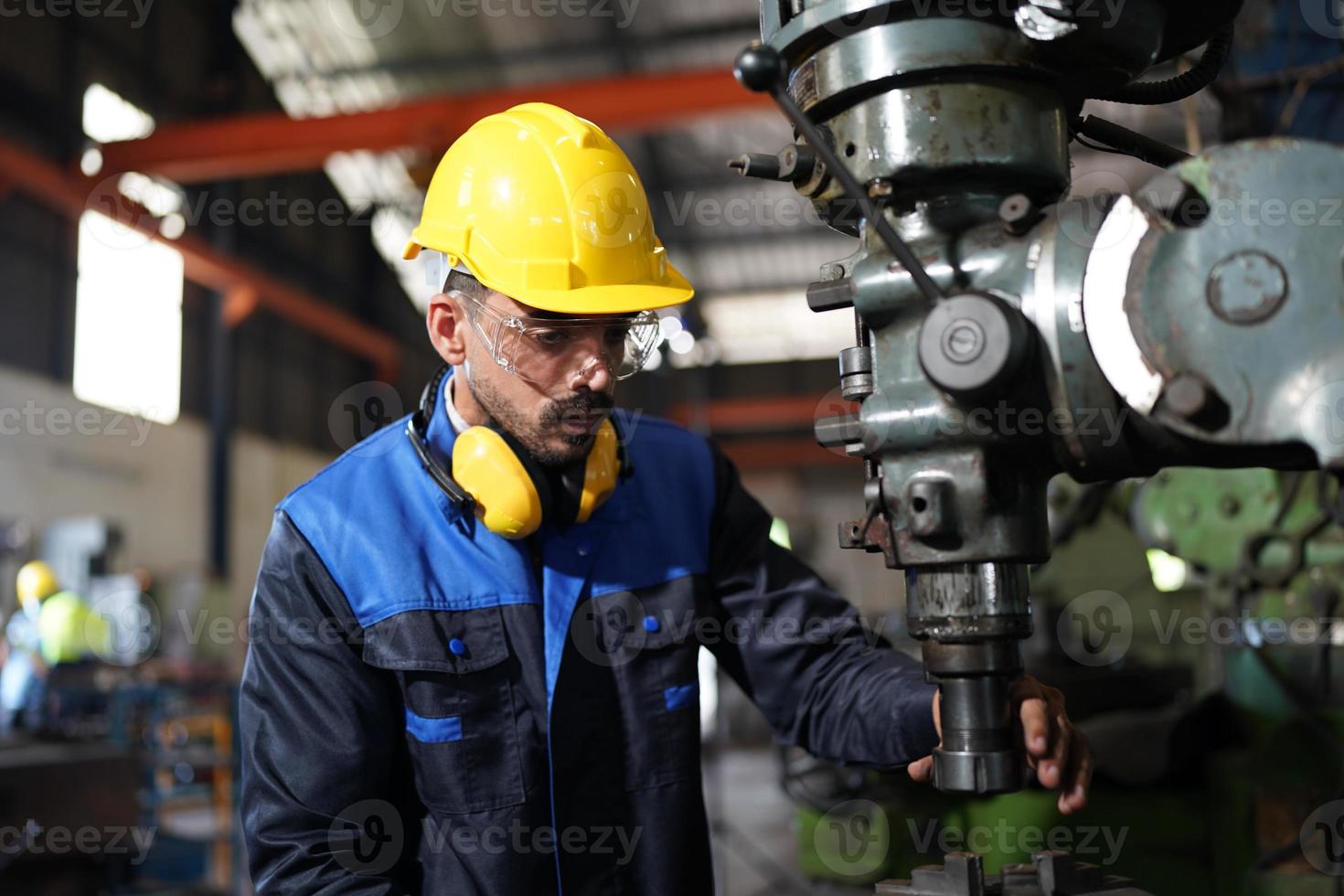 Professional men engineer worker skills quality, maintenance, training industry factory worker , warehouse Workshop for factory operators, mechanical engineering team production. photo