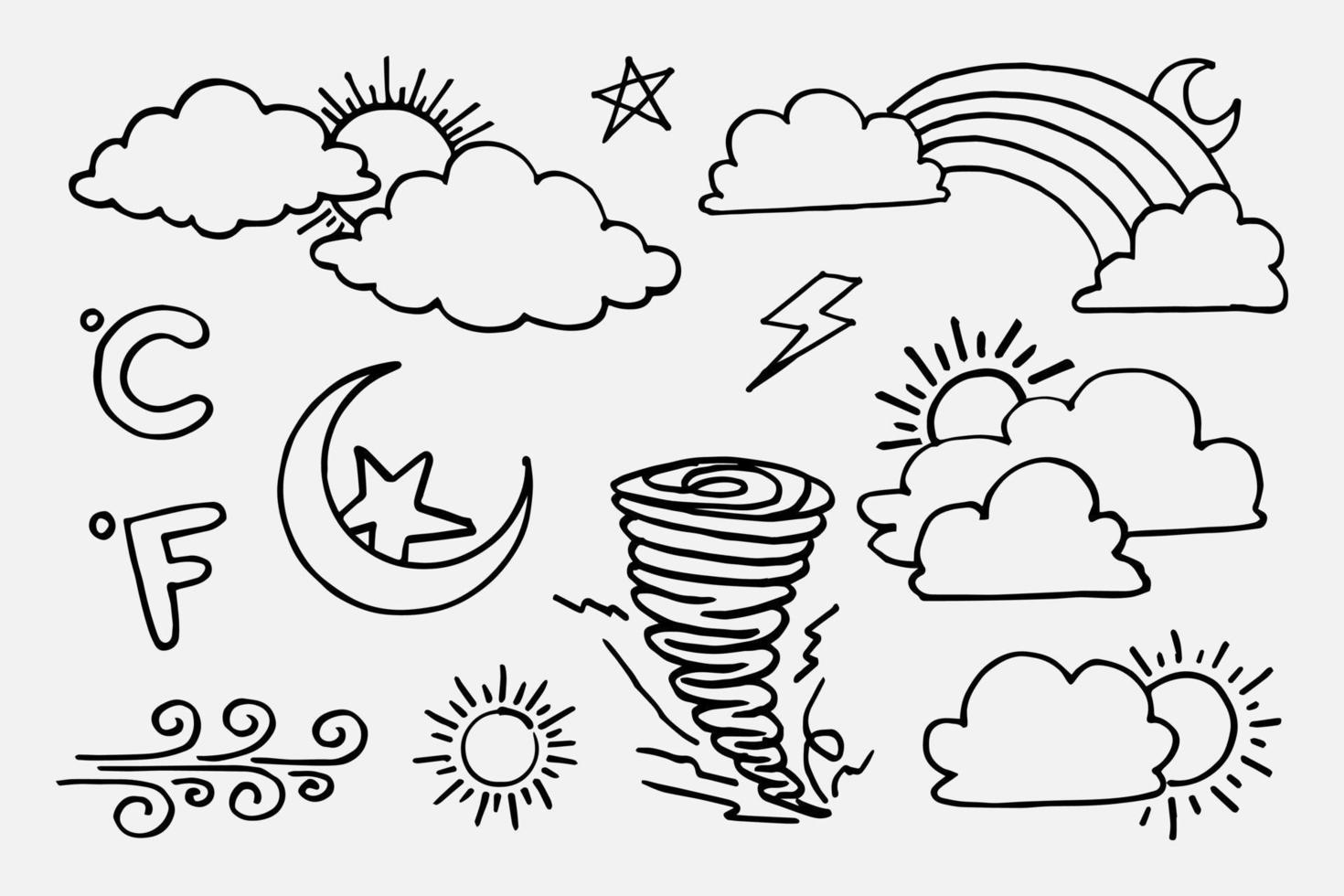 vector set of weather doodle elements, for design purposes