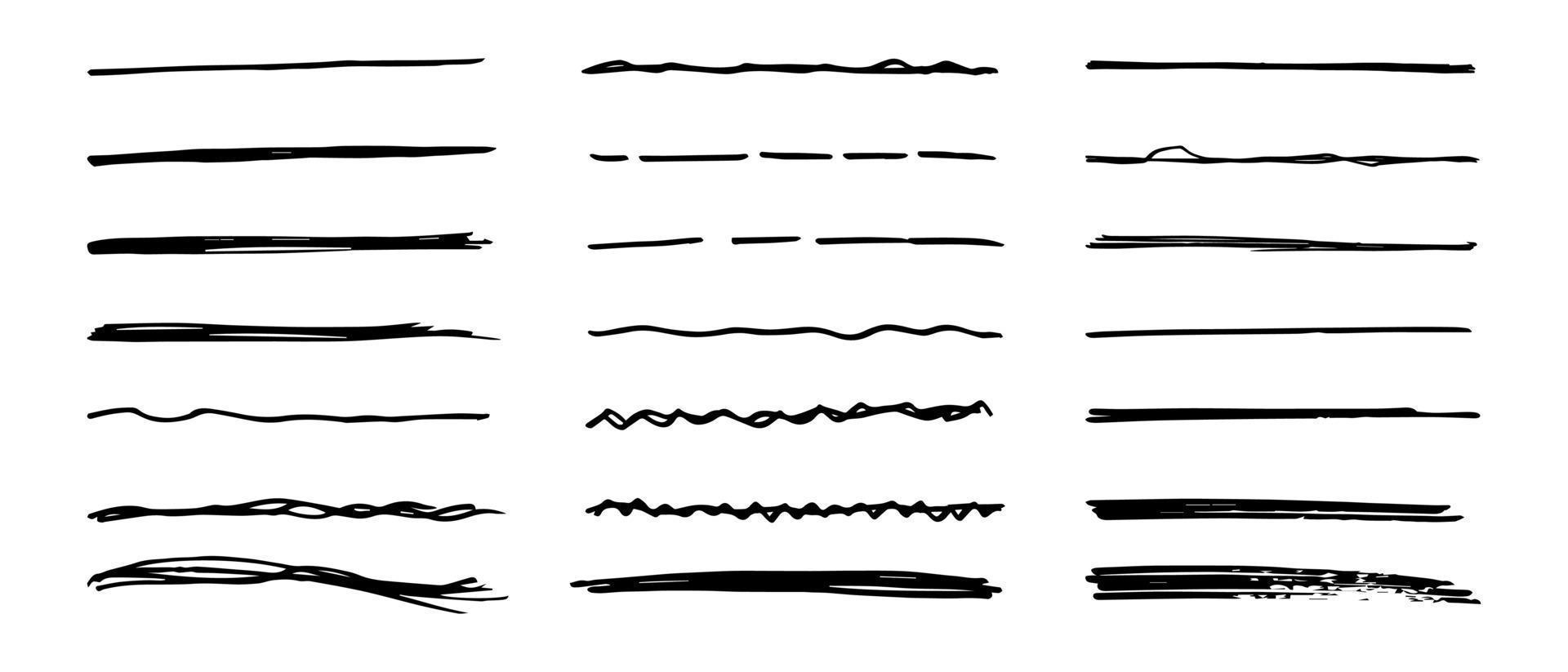 Vector set of hand drawn underline.