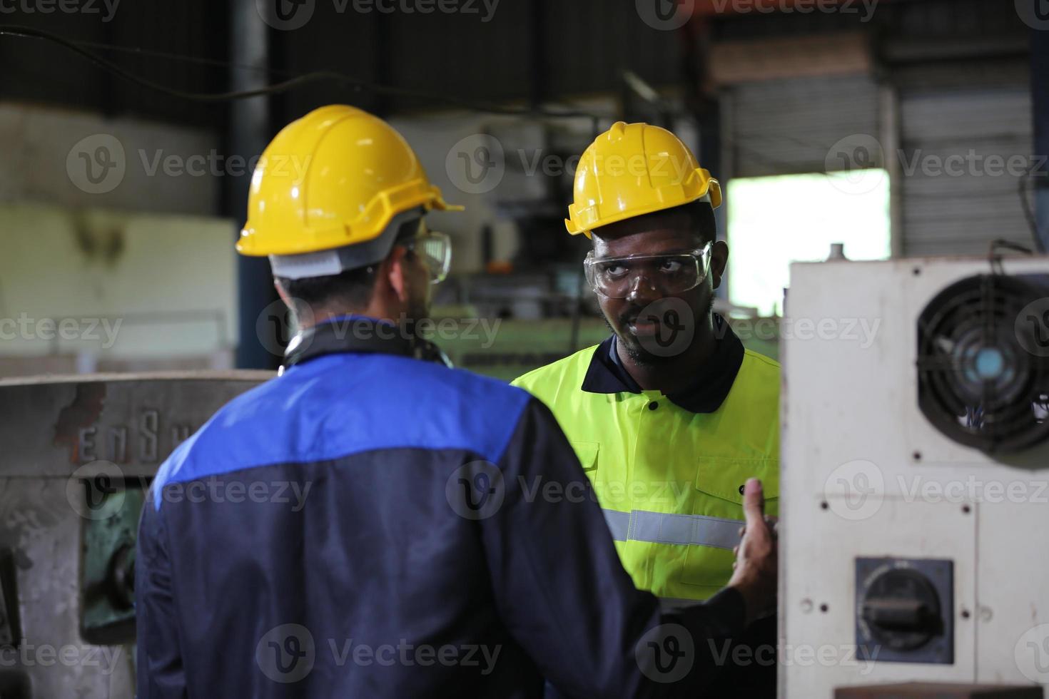 Professional men engineer worker skills quality, maintenance, training industry factory worker , warehouse Workshop for factory operators, mechanical engineering team production. photo