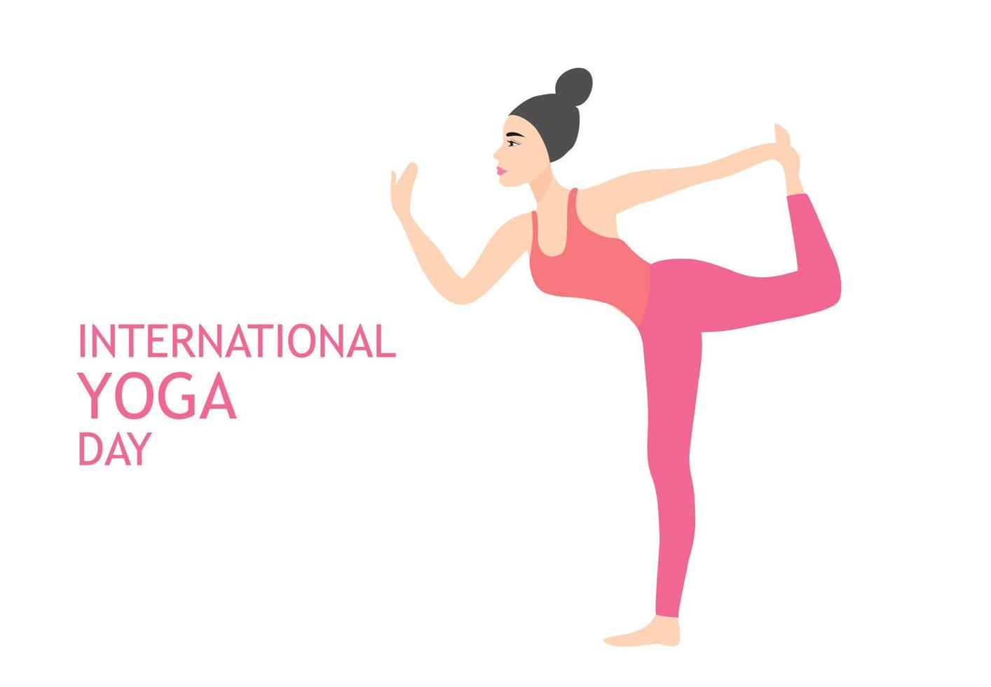 International yoga day, yoga woman pose isolated vector illustration