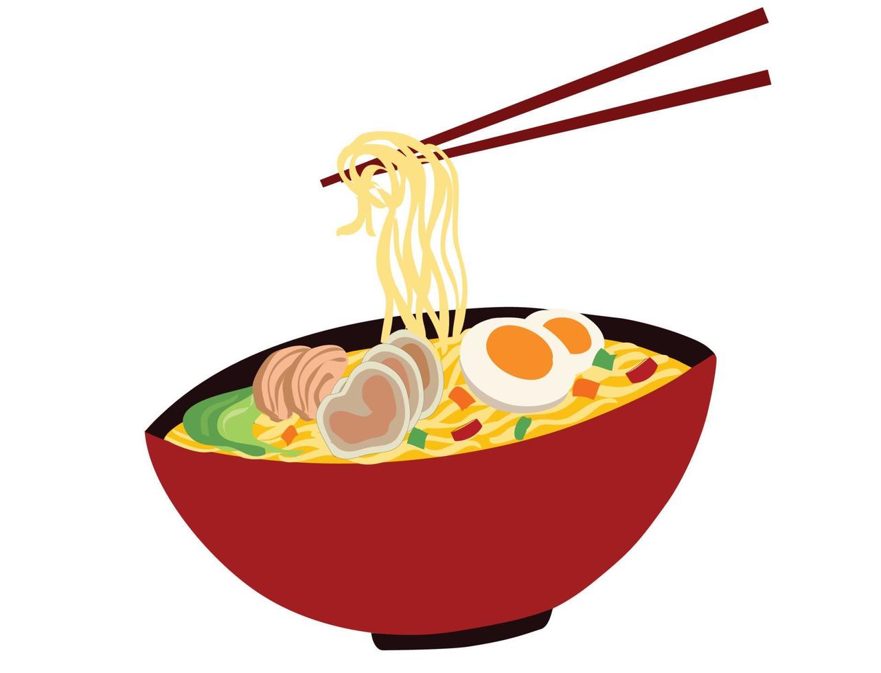 tazón de fideos ramen ilustración vectorial vector