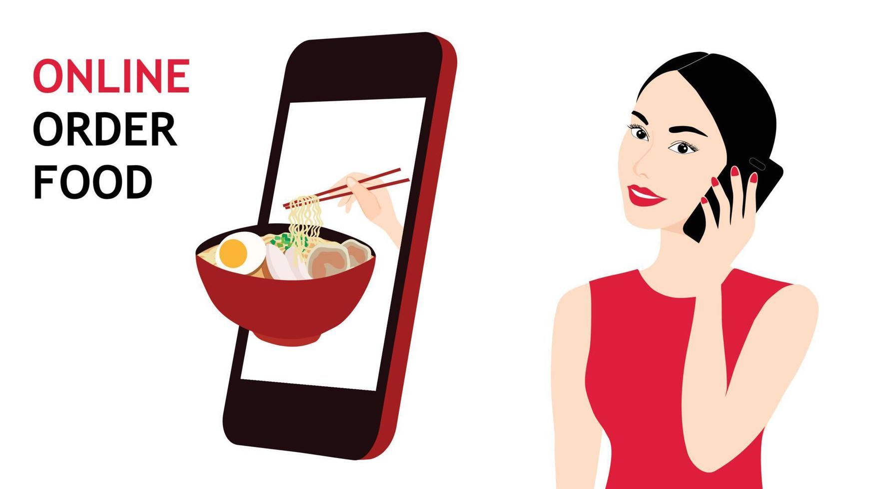 Online ordering food and delivery service vector illustration