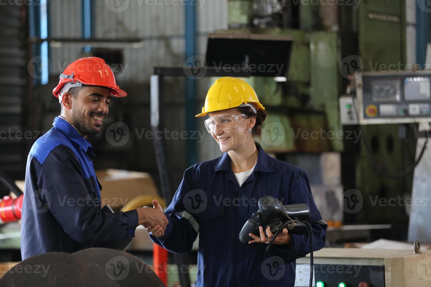 Professional men engineer worker skills quality, maintenance, training industry factory worker , warehouse Workshop for factory operators, mechanical engineering team production. photo
