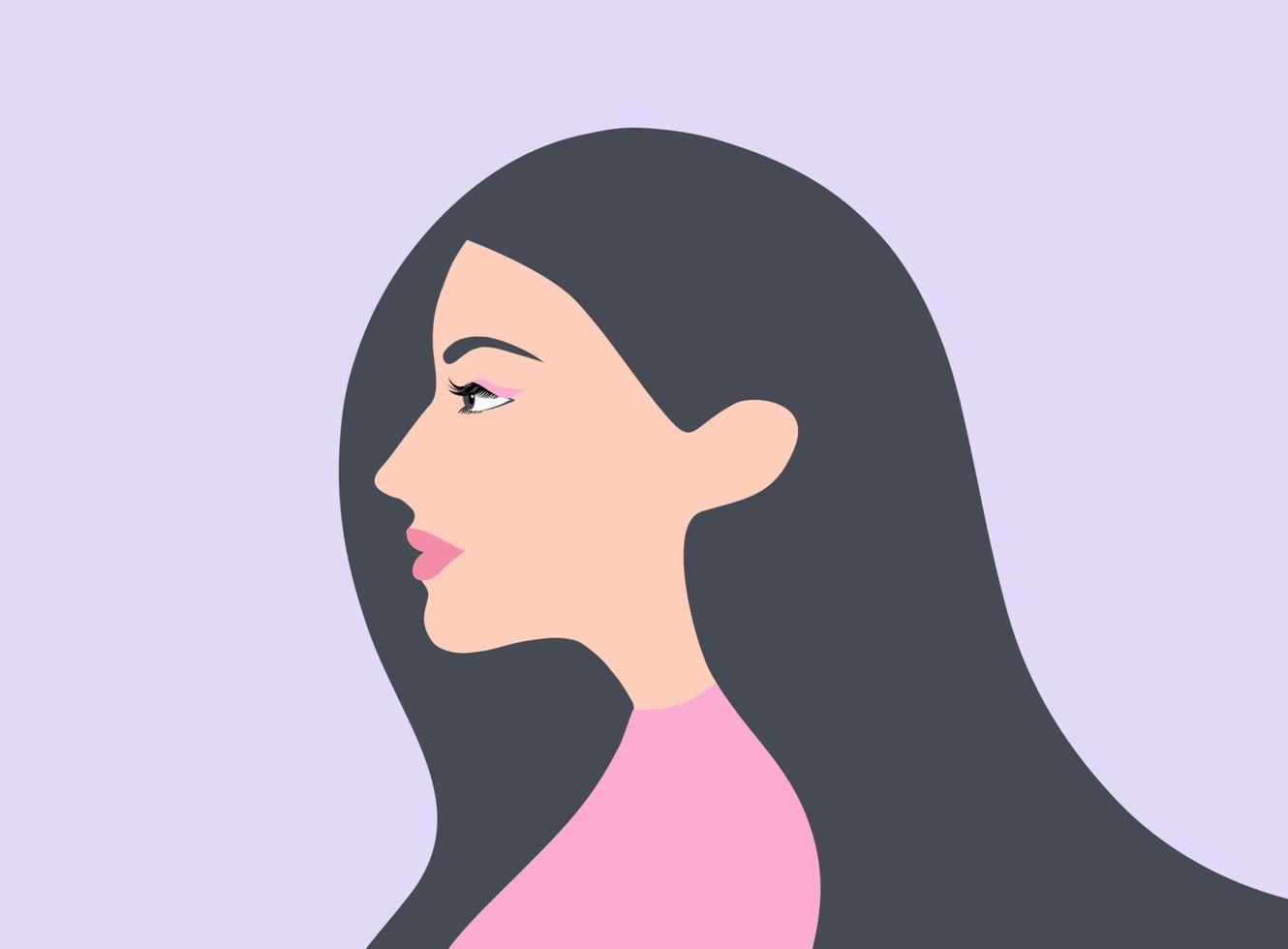 Beautiful woman side view face vector illustration. Woman concept
