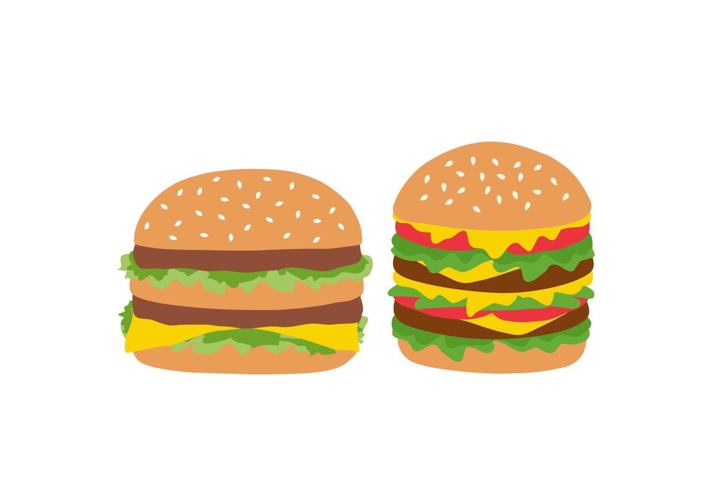 Two hamburger isolated vector illustration