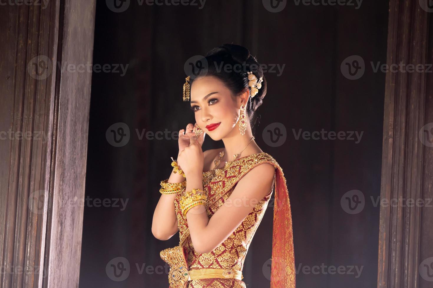 Thai costume dress beautiful women, costume thai style in thailand photo