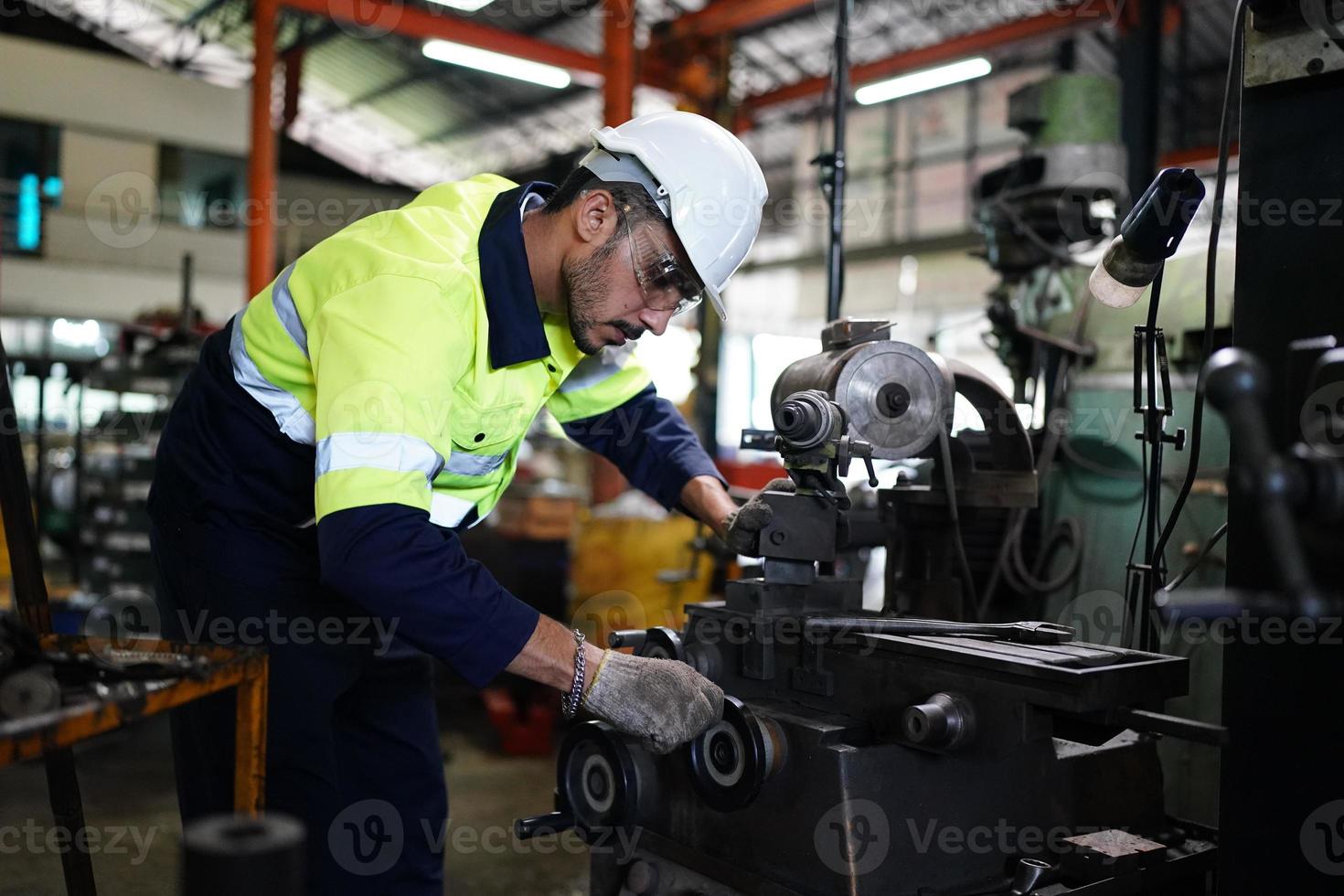 Professional men engineer worker skills quality, maintenance, training industry factory worker , warehouse Workshop for factory operators, mechanical engineering team production. photo