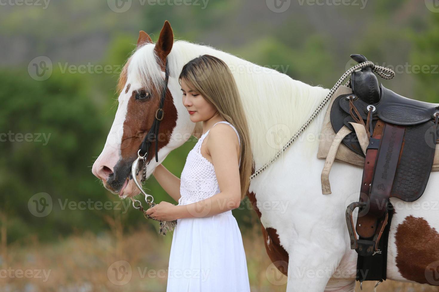 Young woman with her horse in evening sunset light. Outdoor photography with fashion model girl. Lifestyle mood photo