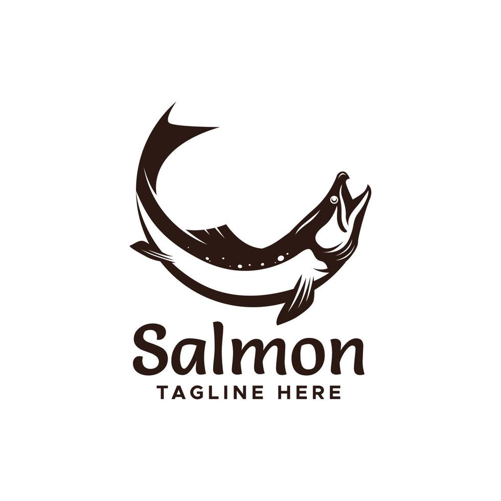 Ilustración de vector de plantilla de logotipo de pescado salmón