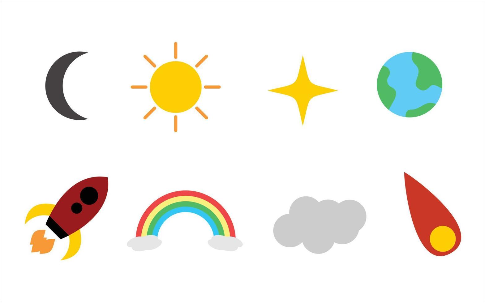 collection of objects illustration in flat design sky icon vector