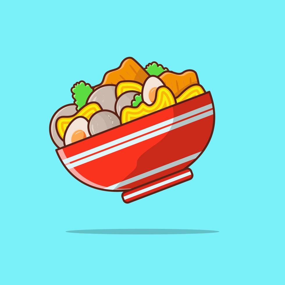 Indonesia Food Meatballs and noodles vector illustration
