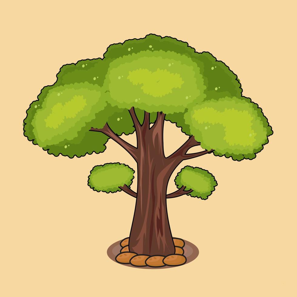 un árbol verde fresco crece rodeado por sus raíces ilustración vectorial vector