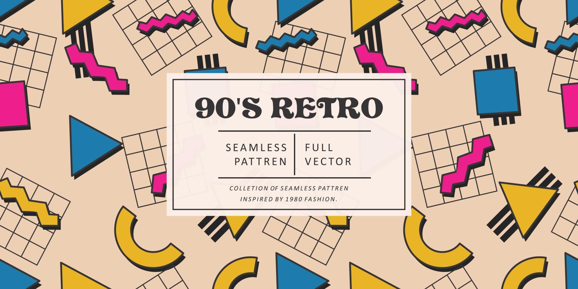 90S Retro Seamless Abstract Shapes Background vector