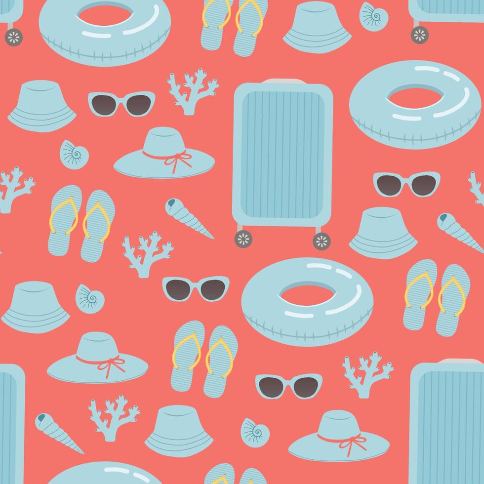 Summer seamless pattern vector illustration, flat design