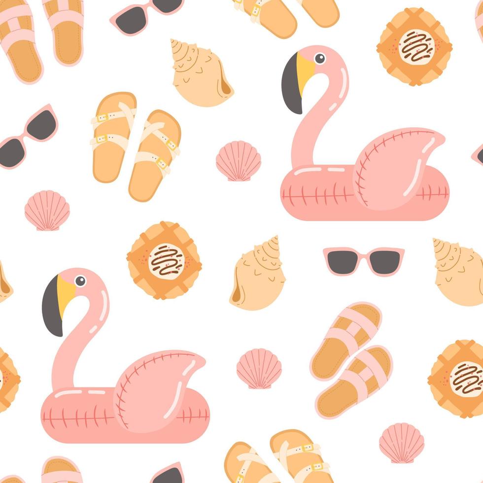 Summer seamless pattern vector illustration, flat design