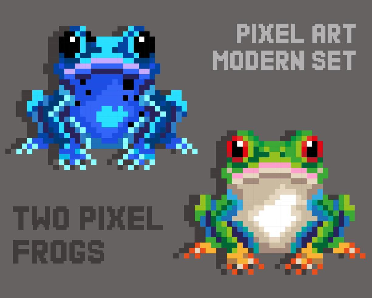 Frogs pixel art illustration vector