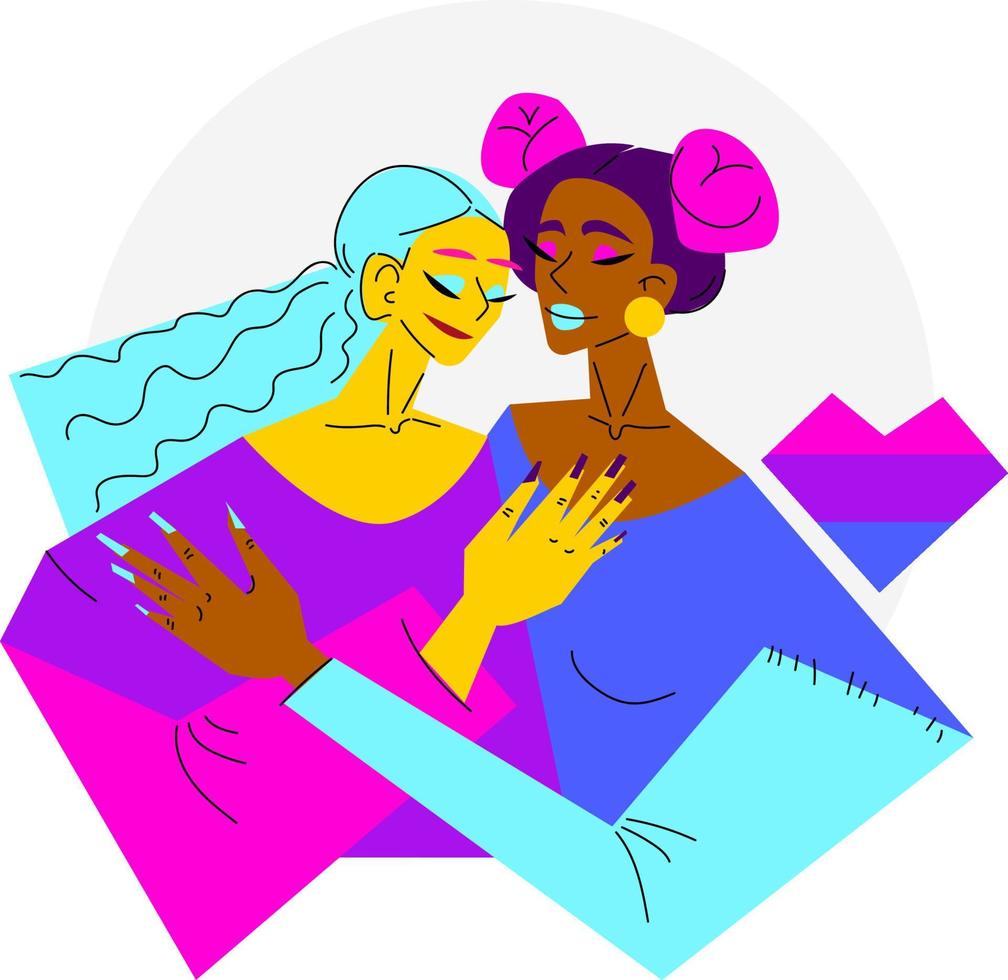 Two girls hug each other vector