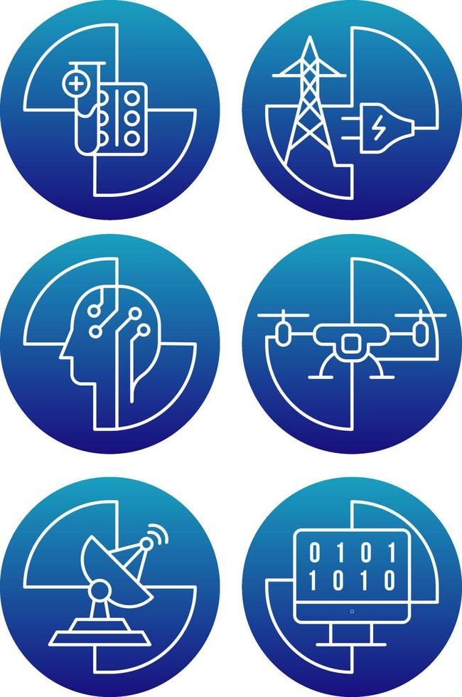 Set of vector linear technological icons
