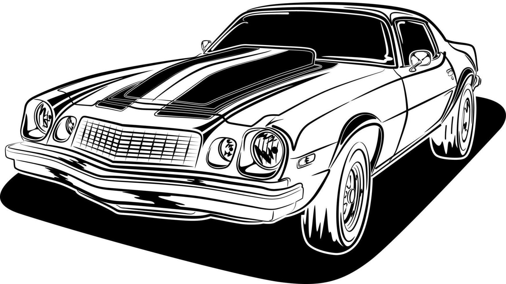 ilustración de vector de coche blanco y negro para diseño conceptual